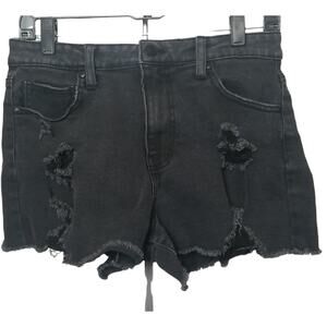 No Boundaries JRS Size 9 Shorts Denim Jean Black Distressed Goth Punk Festival